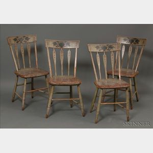 Set of Four Paint-decorated Windsor Side Chairs