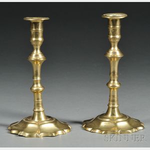 Pair of Brass Petal-base Candlesticks