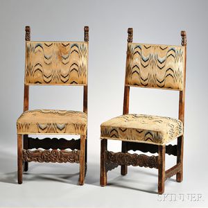 Pair of Italian Baroque Walnut Chairs