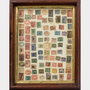 Framed Group of Early Cancelled Stamps