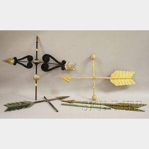 Four Assorted Sheet and Cast Metal Arrow Weather Vanes