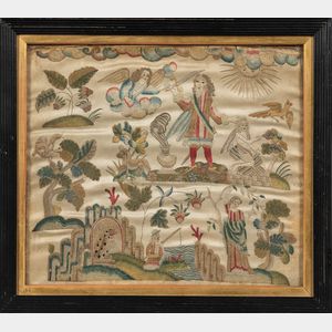 Silk Needlework Picture of the Sacrifice of Isaac