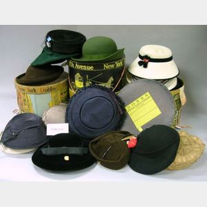 Group of Approx. Twenty-four Hats and Four Dobbs Hatboxes