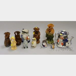 Nine Assorted Ceramic Toby Jugs and Two Character Teapots