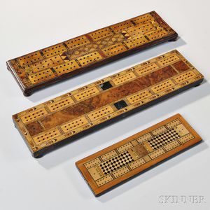 Three Geometric Inlaid Cribbage Boards