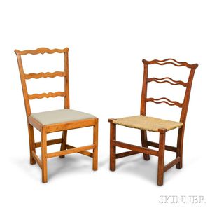 Two Chippendale Maple Ribbon-back Side Chairs