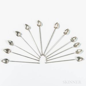 Twelve Webb Sterling Silver Iced Tea Spoons