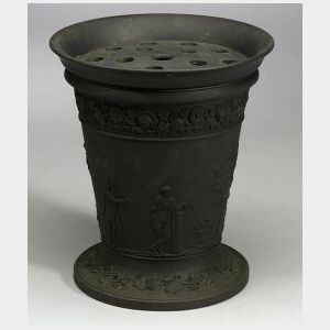 Large Wedgwood Black Basalt Potpourri Vase and Cover