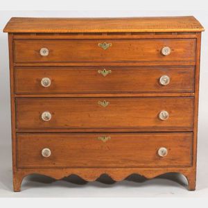 Federal Cherry, Butternut, and Tiger Maple Inlaid Chest of Drawers