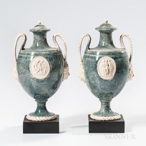 Pair of Wedgwood & Bentley Porphyry Vases and Covers