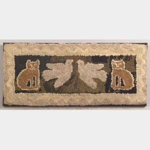 Figural Hooked Rug with Cats and Doves
