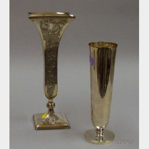 German .800 Silver Cylinder Vase and a Silver Plated Vase. 
