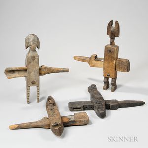 Four Bamana Ancestor Figural Door Locks