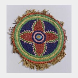 Plains Beaded Cloth and Hide Rosette