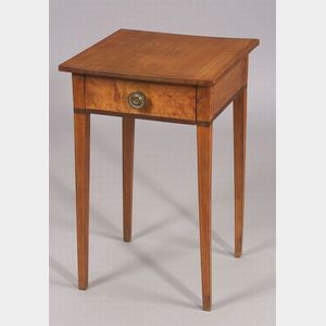 Federal Inlaid Cherry and Bird&#39;s-eye Maple One-drawer Stand