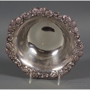 Tiffany Sterling Silver Bowl with Floral Decorated Rim