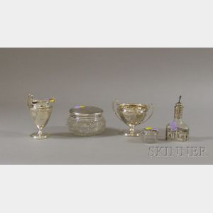 Five Silver Serving and Dresser Items