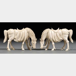 Pair of Ivory Horses