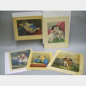 Five Unframed Currier and Currier & Ives Hand-colored Lithograph Prints