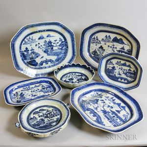 Seven Pieces of Canton Porcelain Tableware