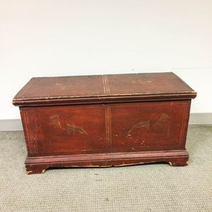 Red-painted Pine Blanket Chest