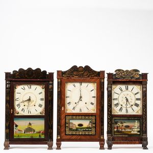 Three Stenciled Transitional Shelf Clocks