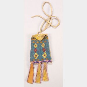 Southern Plains Beaded Hide Pouch