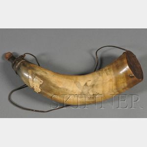 Powder Horn with Scrimmed and Carved Decoration