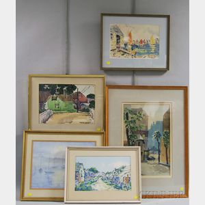 Five Framed Watercolors: Walter Kilham (American, 1868-1948),Street in Provincetown