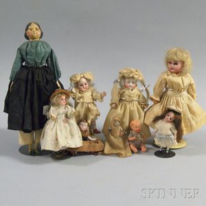 Nine Assorted Small Dolls