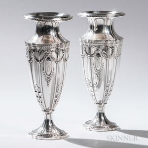 Pair of Bailey, Banks & Biddle Sterling Silver Vases