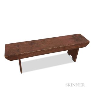 Country Salmon-painted Pine Bench. 