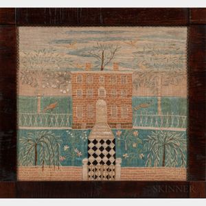 Silk Needlework Picture of a House in North Andover, Massachusetts