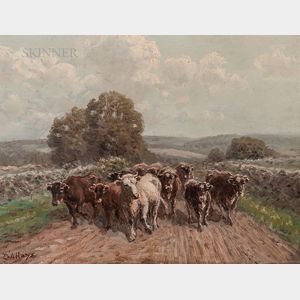 George Arthur Hays (American, 1854-1945) Cattle on Road