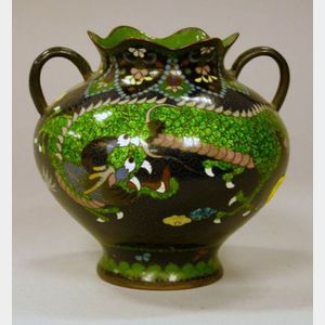 Chinese Cloisonne Two-Handled Vase.