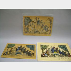 Unframed Currier & Ives Hand-colored Lithographs Life & Age of Man