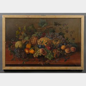 Anglo/American School, 19th Century, Still Life of a Table Laden with Fruit.