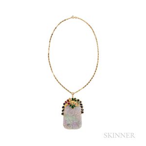 14kt Gold and Lavender Jade Pendant