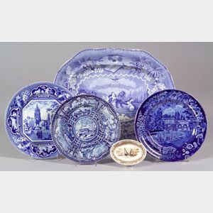 Five Transfer Decorated Staffordshire Table Items