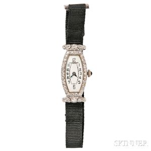 Art Deco Platinum and Diamond Wristwatch, Hardy & Hayes