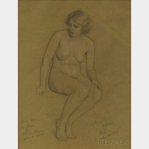 William McGregor Paxton (American, 1869-1941) Seated Nude.