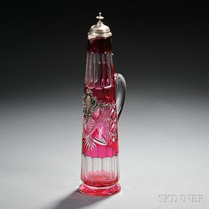 Silver-mounted Cranberry to Clear Ewer