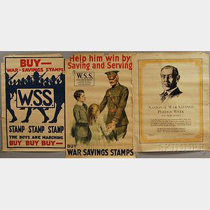 Three War Savings WWI Lithograph Posters