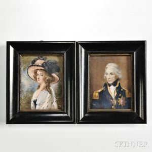 Pair of Grand Tour Portrait Miniatures of Admiral Lord Nelson and Lady Hamilton