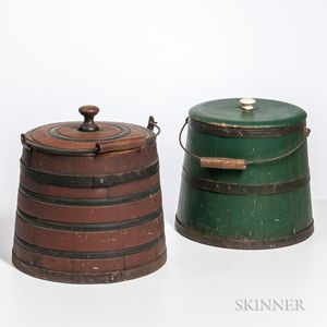 Two Painted Lidded Pails