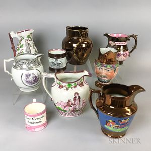Twenty Copper Lustre Ceramic Items. 
