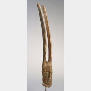 African Carved Wood Antelope Mask