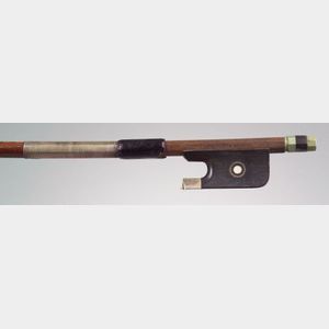 French Silver Mounted Violoncello Bow, Charles A. Bazin