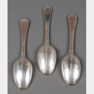 Three William III/Queen Anne Silver Dog-nose Spoons