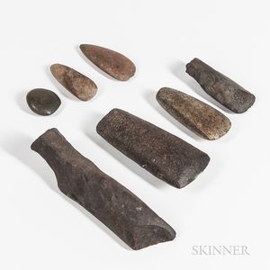 Seven Polynesian Stone Adze Blades